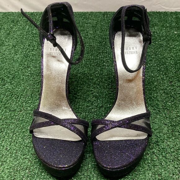 Stuart Weitzman Black and Purple Heels women’s size 6 (OKPM-07-067) - Picture 1 of 13